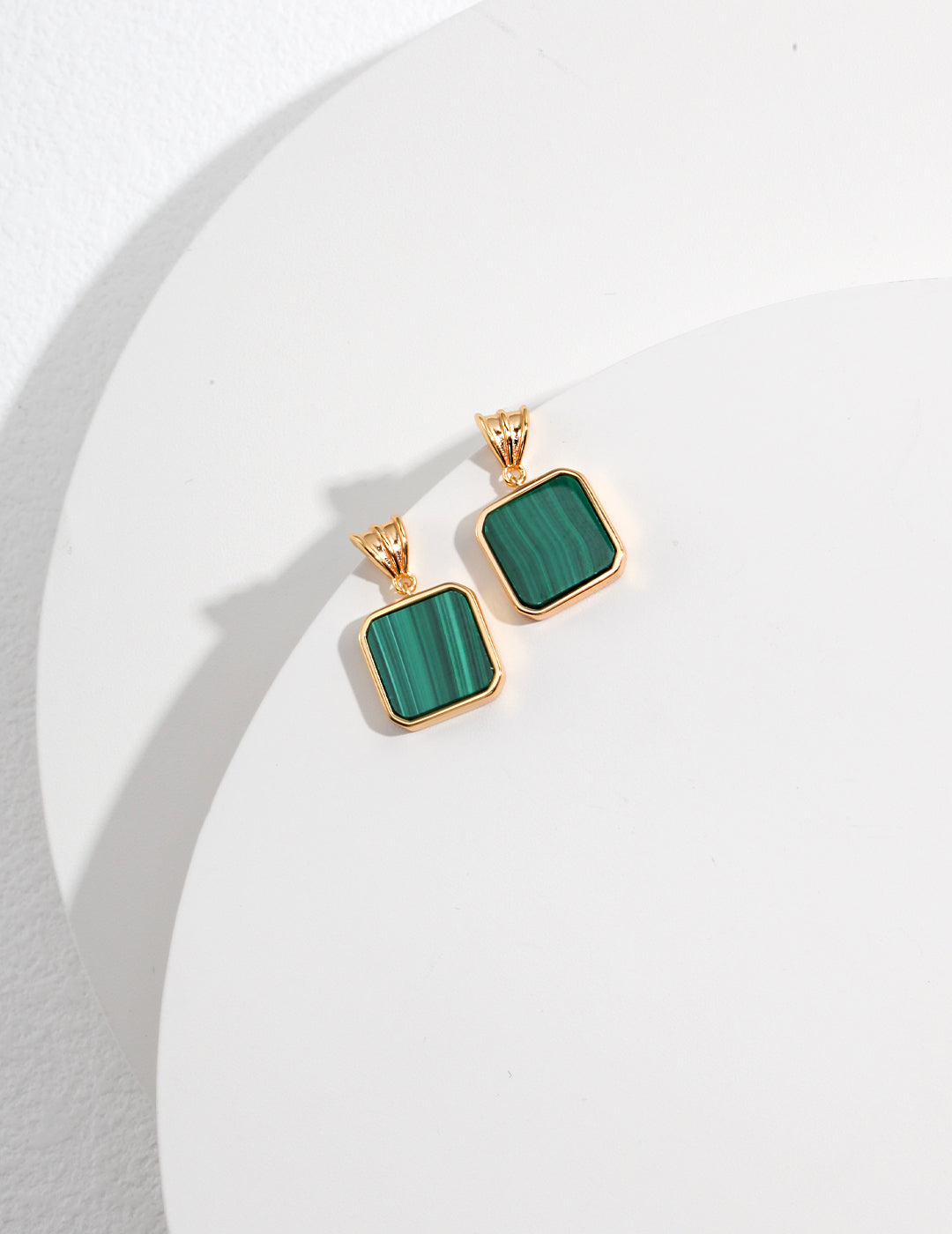 Malachite Geometric Stud Earrings