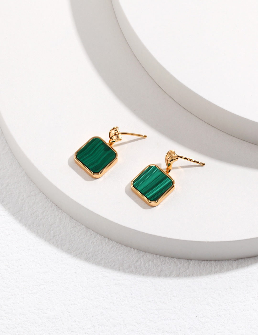 Malachite Geometric Stud Earrings